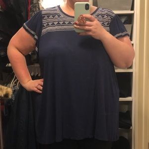 Torrid navy blue and white super soft tee